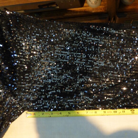 ENDLESS ROSE GOTH WEDDING HOLIDAY PARTY BLACK SILVER CROP SEQUIN BLOUSE TOP L - Picture 9 of 12